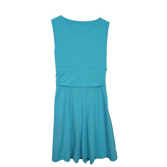 Lands End Wrap Front Dress Womens S Blue Sleeveless Stretch Career Day Out - Picture 2 of 9